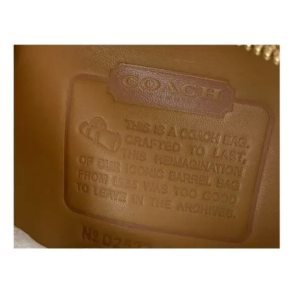 NWT Coach Barrel Bag natural grain leather tan brass vanilla brand new purse - Picture 13 of 15